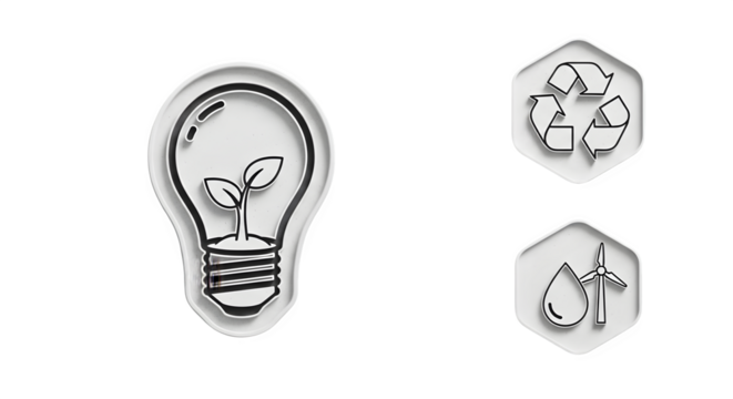 Sustainable Energy Icons, isolated on transparent background