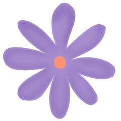 Naklejka premium A bold hand-drawn purple flower, suitable for modern floral graphics, children's book illustrations
