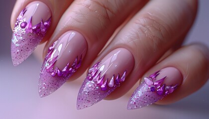 nail art paintings on women's nails, beautiful nail decorations, nail painting works, nail art with false nails