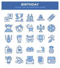 25 Birthday Icons. Party. Celebration. Vector Graphics