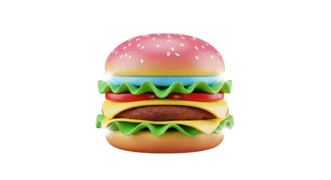 Cartoon Hamburger, isolated on transparent background