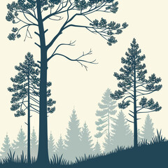 Minimalist Pine Forest With Ornaments