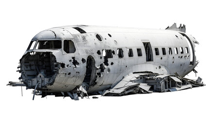 Crashed Airplane Fuselage, isolated on transparent background