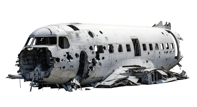 Crashed Airplane Fuselage, isolated on transparent background - Powered by Adobe