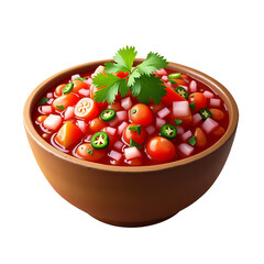 Fresh pico de gallo salsa with tomatoes onions cilantro and jalapeno isolated on transparent background