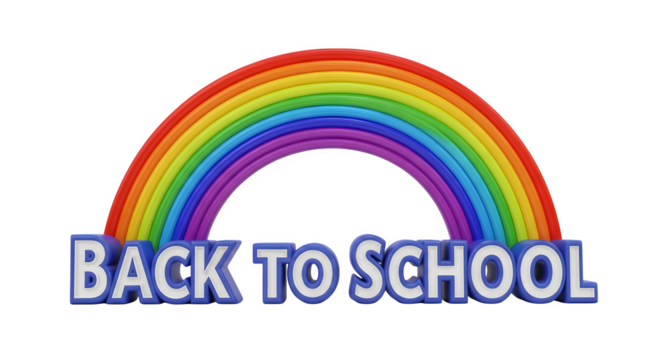 Back to School Rainbow Graphic, isolated on transparent background