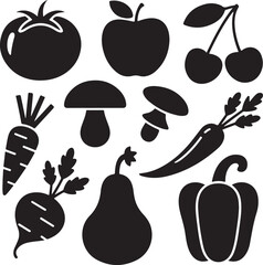 Fresh Fruit Silhouette Collection

Tropical Fruits Vector Design

Healthy and Juicy Fruit Art

Colorful Fruit Icons Illustration

Organic Fruit Set for Kitchen Decor