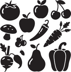 Fresh Fruit Silhouette Collection

Tropical Fruits Vector Design

Healthy and Juicy Fruit Art

Colorful Fruit Icons Illustration

Organic Fruit Set for Kitchen Decor