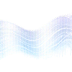 Abstract wavy blue and white gradient with textured dots isolated on transparent background
