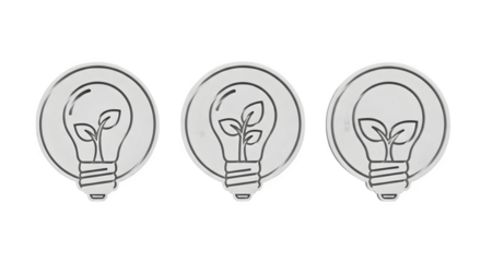 Eco-friendly ideas, lightbulb with plant growth, isolated on transparent background