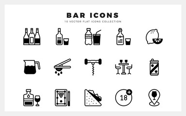 15 Bar Lineal Fill icons pack. vector illustration.
