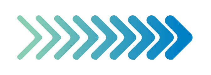 Round-cornered chevron arrow path in gradient blue and green, modern dynamic motion graphic for design use