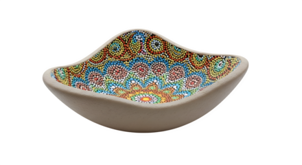 Mosaic decorative bowl, isolated on transparent background