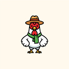  Farmer Rooster Village Farming Mascot Vector Logo