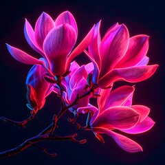Neon Edge Botanical Flowers &ndash; Glowing Floral Illustrations in Futuristic Style