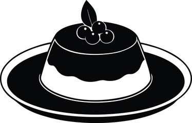  panna cotta with berry coulis top view silhouette vector