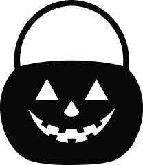 trick or treat jack o lantern candy bucket silhouette vector