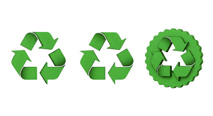 Recycling Symbols - Green Variations, isolated on transparent background
