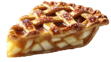 Illustration of apple pie slice, isolated on transparent background