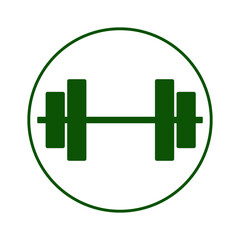 Obraz premium Dumbbell icon in circle on white background.