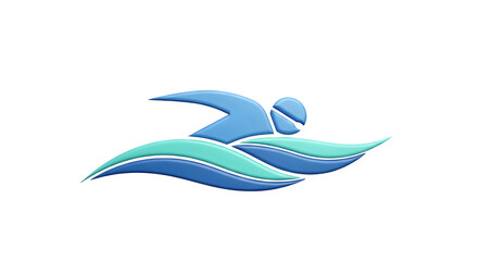 Obraz premium Stylized Swan on Water 3d style, isolated on transparent background