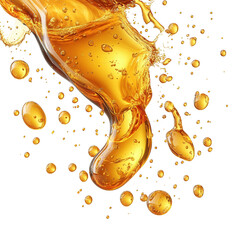 oil drop isolated on transparent background, golden droplet for cosmetic or cooking design