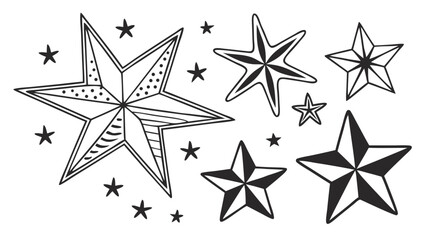 Obraz premium Silhouette Collection of 4-Point to 12-Point Stars in Multiple Ratios, Isolated on Clean White Background for Decorative and Geometric Design