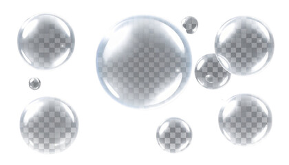 A realistic vector soap bubble PNG with soft glare and light reflections