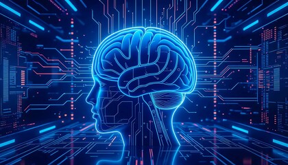 Fototapeta premium Futuristic concept of artificial intelligence with circuits and neural processors