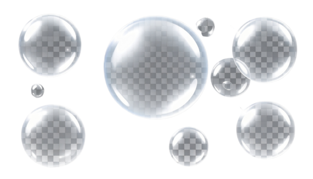 A realistic vector soap bubble PNG with soft glare and light reflections