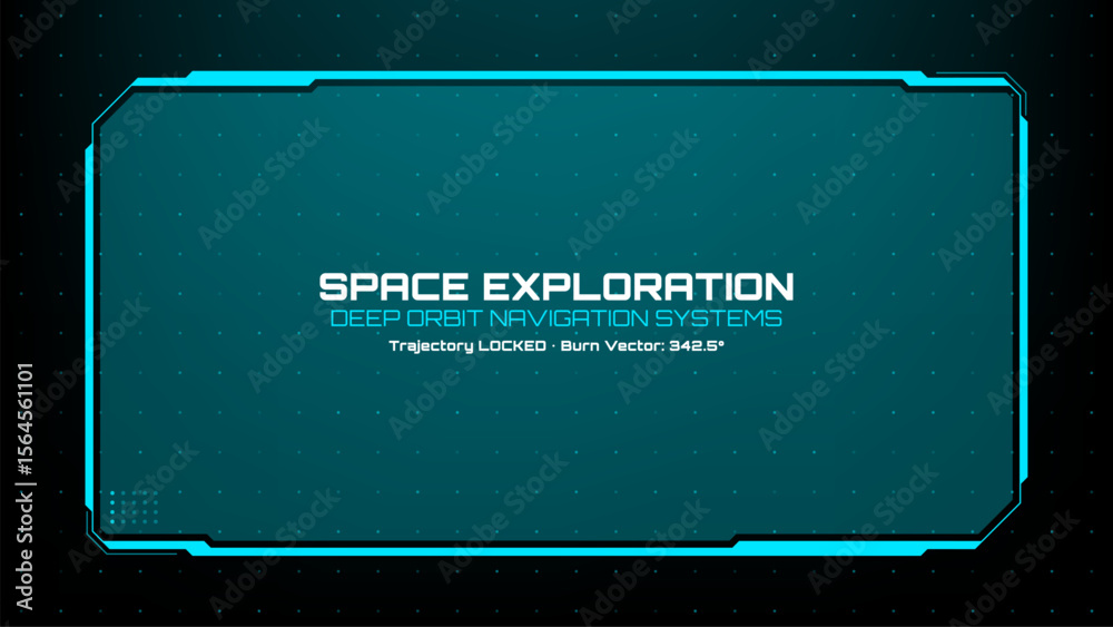 Poster Abstract hud screen for deep orbit navigation systems. Space exploration futuristic user interface showing trajectory locked.