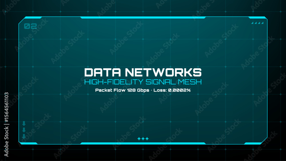Fototapete digital data network interface with information on packet flow. head up display concept for modern t