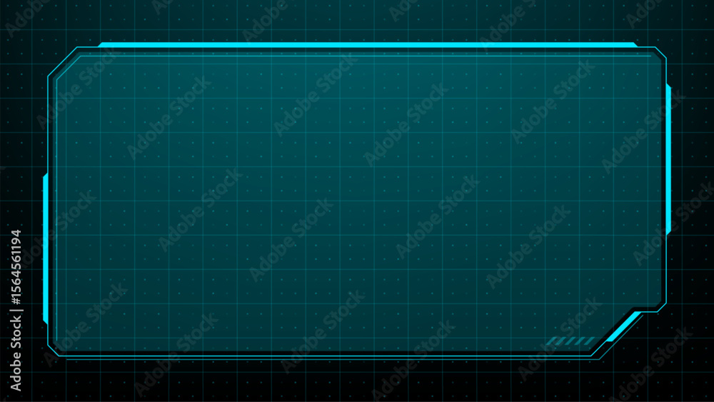 Poster Futuristic user interface element. Head up display hud vector graphic frame with grid. Virtual reality screen technology.