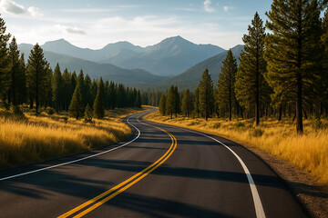 Fototapeta premium highway road in the mountains landcape