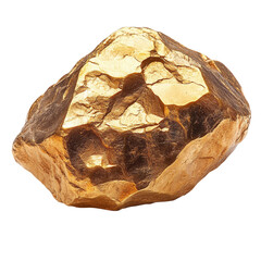 Shiny gold nugget isolated on transparent background 