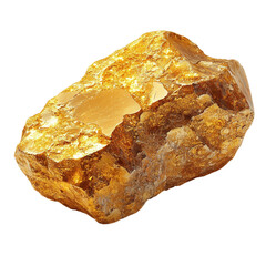 Shiny gold nugget isolated on transparent background 