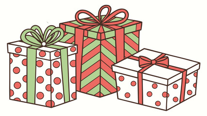: Holiday Gift Boxes with Ribbons – Christmas Present Vector Set 