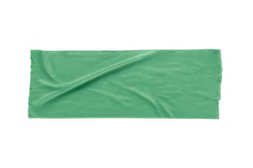 Green adhesive tape wrinkling, displaying textured surface with vintage, weathered character against transparent backdrop