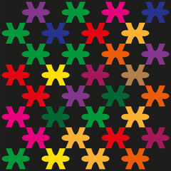 Vibrant star field. Neon asterisk array. Dark pattern Vector. Color splash night.
