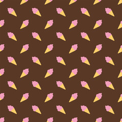 Seamless Pattern of Ice Cream Cone Illustration.