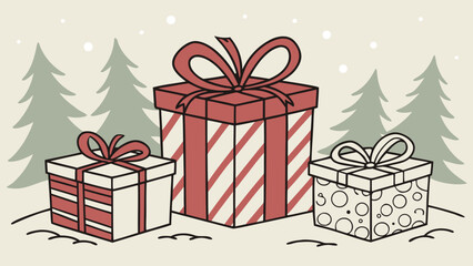 : Holiday Gift Boxes with Ribbons – Christmas Present Vector Set 