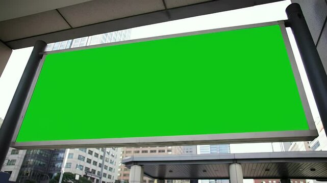 Green Screen Billboard Mockup in Urban Setting