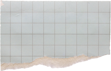 piece of blue graph cardboard paper tear isolated on white background