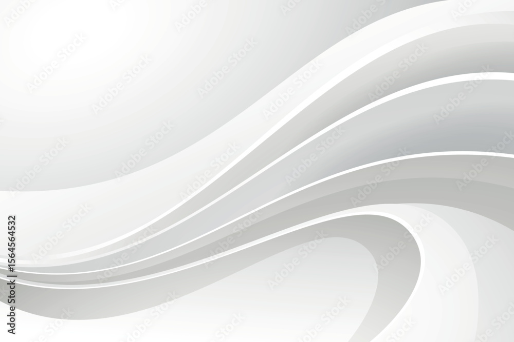 Poster abstract white background with curved lines and subtle gray shadows isolated on transparent backgrou
