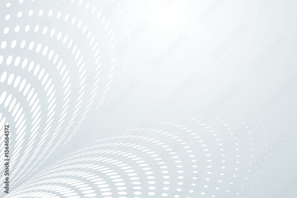 Poster abstract white background with curved lines of evenly spaced dots isolated on transparent background