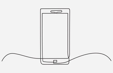 Phone line background. One line drawing background. Continuous line drawing of smartphone.