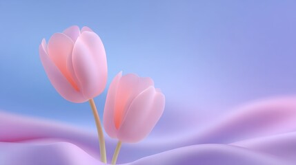 Elegant pink tulips against a soft pastel background