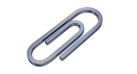 Paperclip, metallic sheen 3d rendered, isolated on transparent background