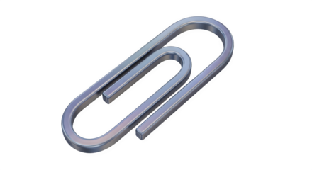 Paperclip, metallic sheen 3d rendered, isolated on transparent background