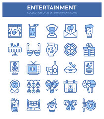 Naklejka premium Entertainment Icons Set. 25 Fun Party Celebration Symbols